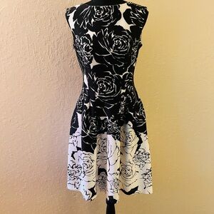 Neiman Marcus Black and White Floral Backless Dress